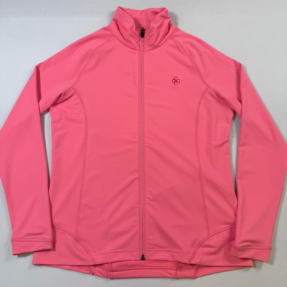 Peter Millar Crown Sport Jacket Women Large Pink Full Zip Wicking UPF 50+ Golf